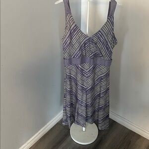 Smartwool Seven Falls sleeveless dress in purple and cream